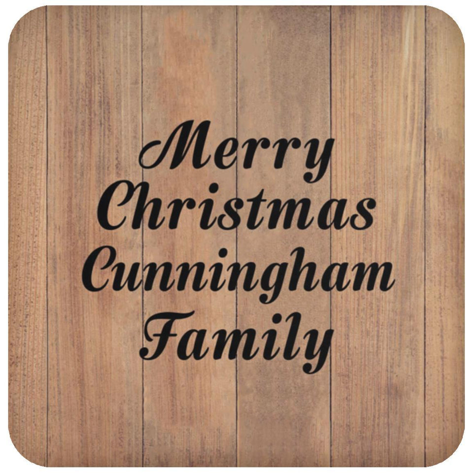 Merry Christmas Cunningham Family - Drink Coaster C