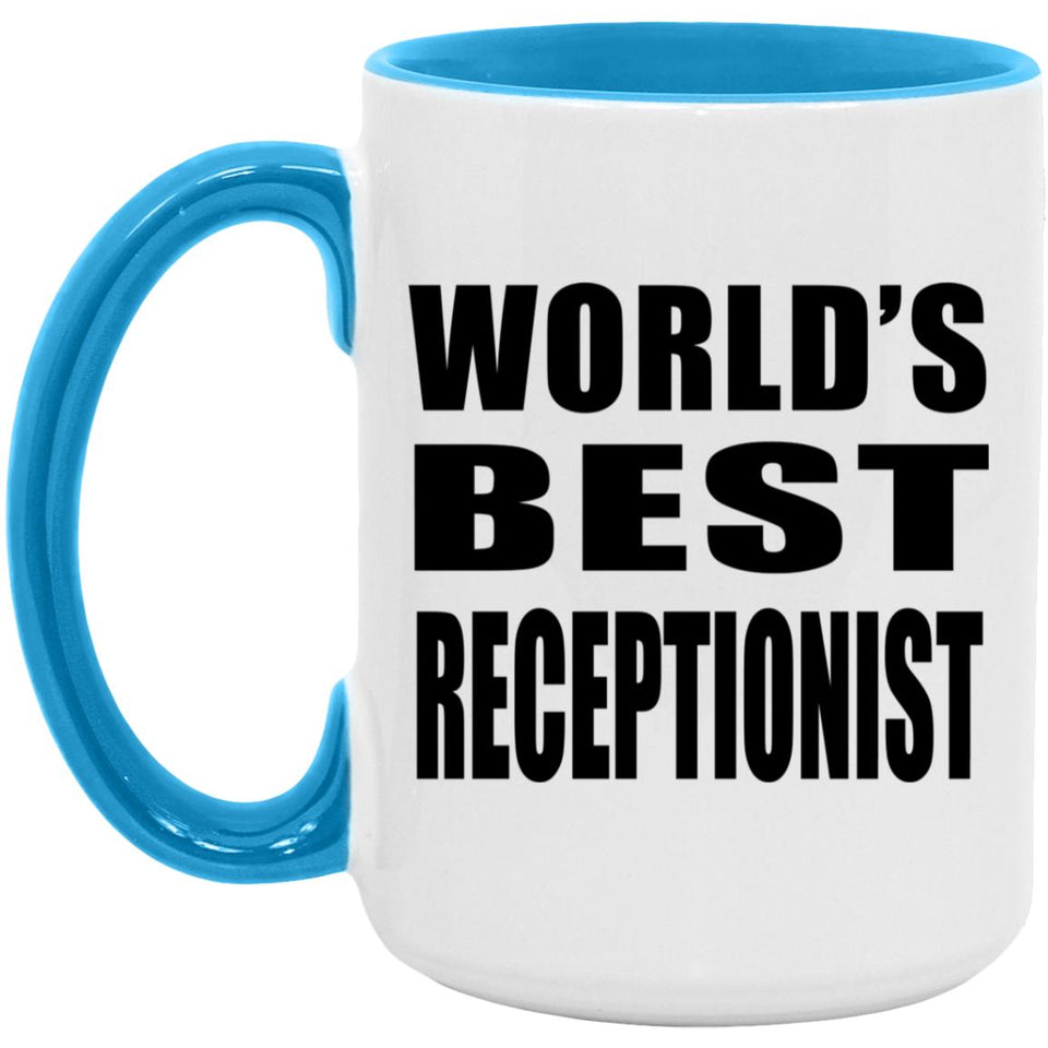World's Best Receptionist - 15oz Accent Mug Blue