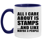 All I Care About Is Stamps - 11oz Accent Mug Purple