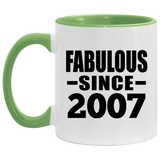 17th Birthday Fabulous Since 2007 - 11oz Accent Mug Green