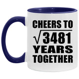59th Anniversary Cheers To Square Root of 3481 Years Together - 11oz Accent Mug Purple