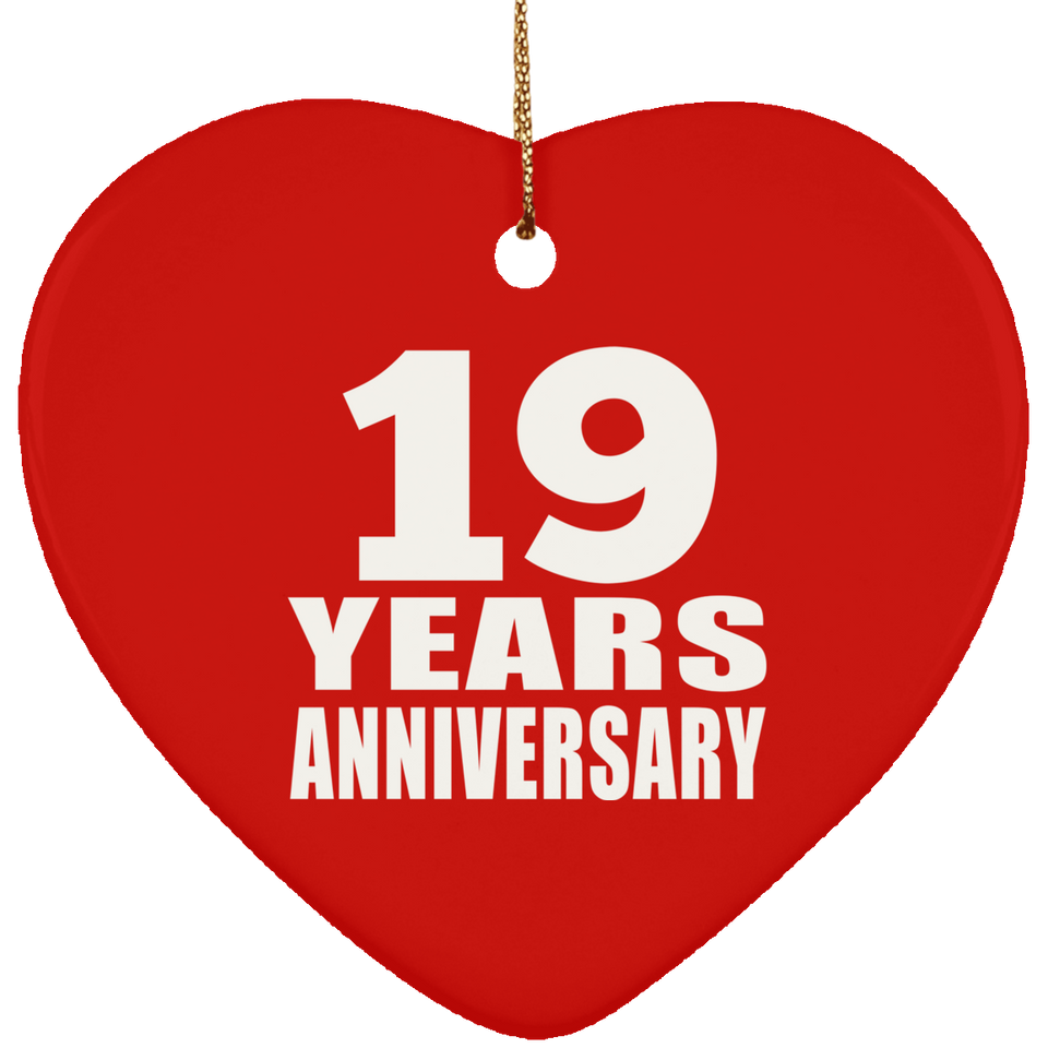 19th Anniversary 19 Years - Heart Ornament