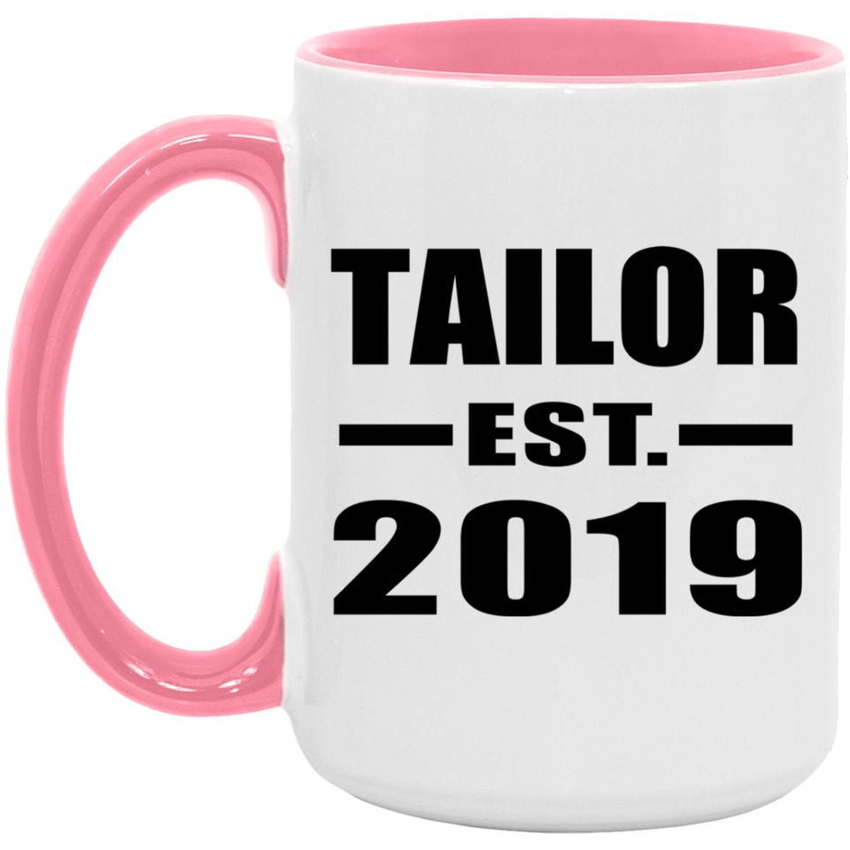 Tailor Established EST. 2019 - 15oz Accent Mug Pink