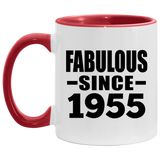 69th Birthday Fabulous Since 1955 - 11oz Accent Mug Red