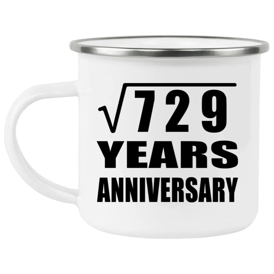 27th Anniversary Square Root of 729 Years Anniversary - 12oz Camping Mug