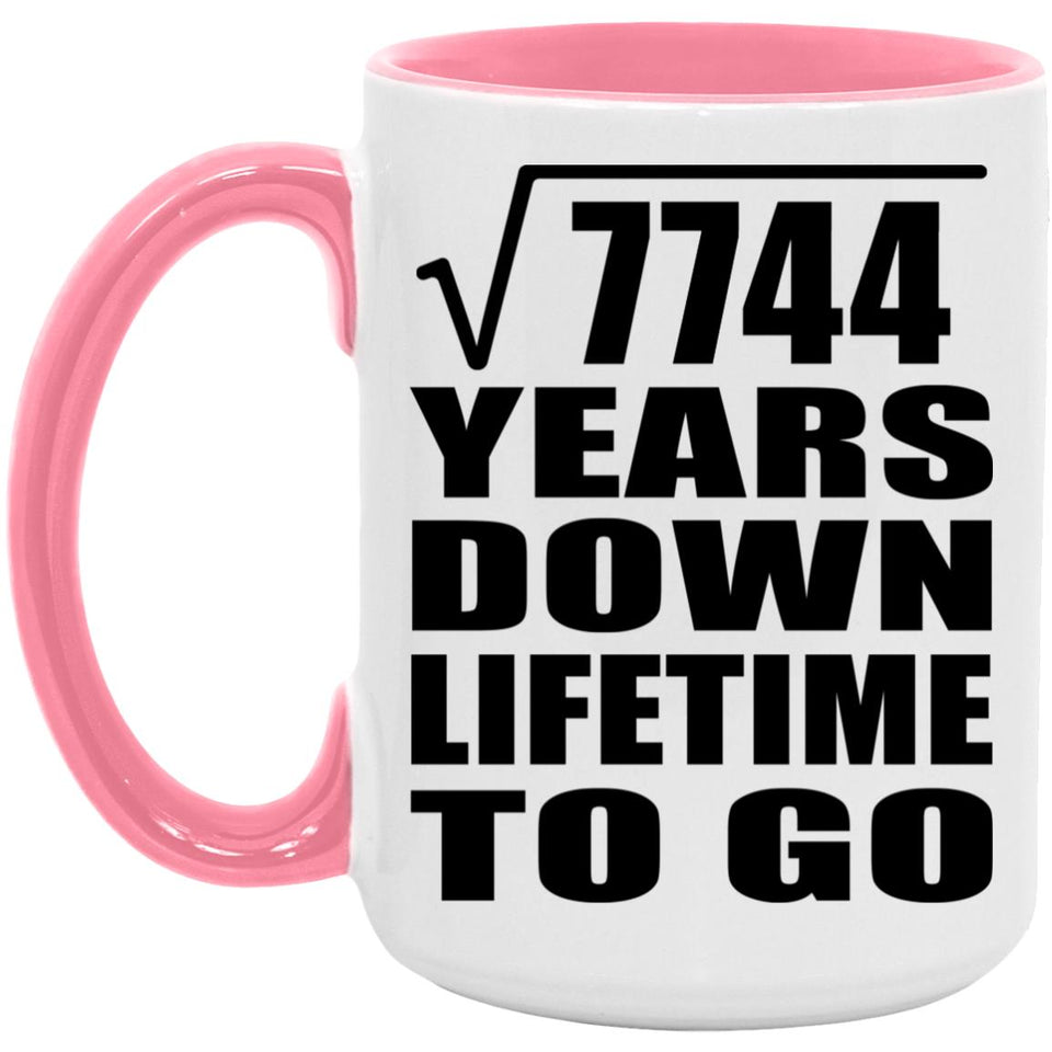 88th Anniversary Square Root of 7744 Years Lifetime To Go - 15oz Accent Mug Pink