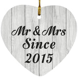 9th Anniversary Mr & Mrs Since 2015 - Heart Ornament F