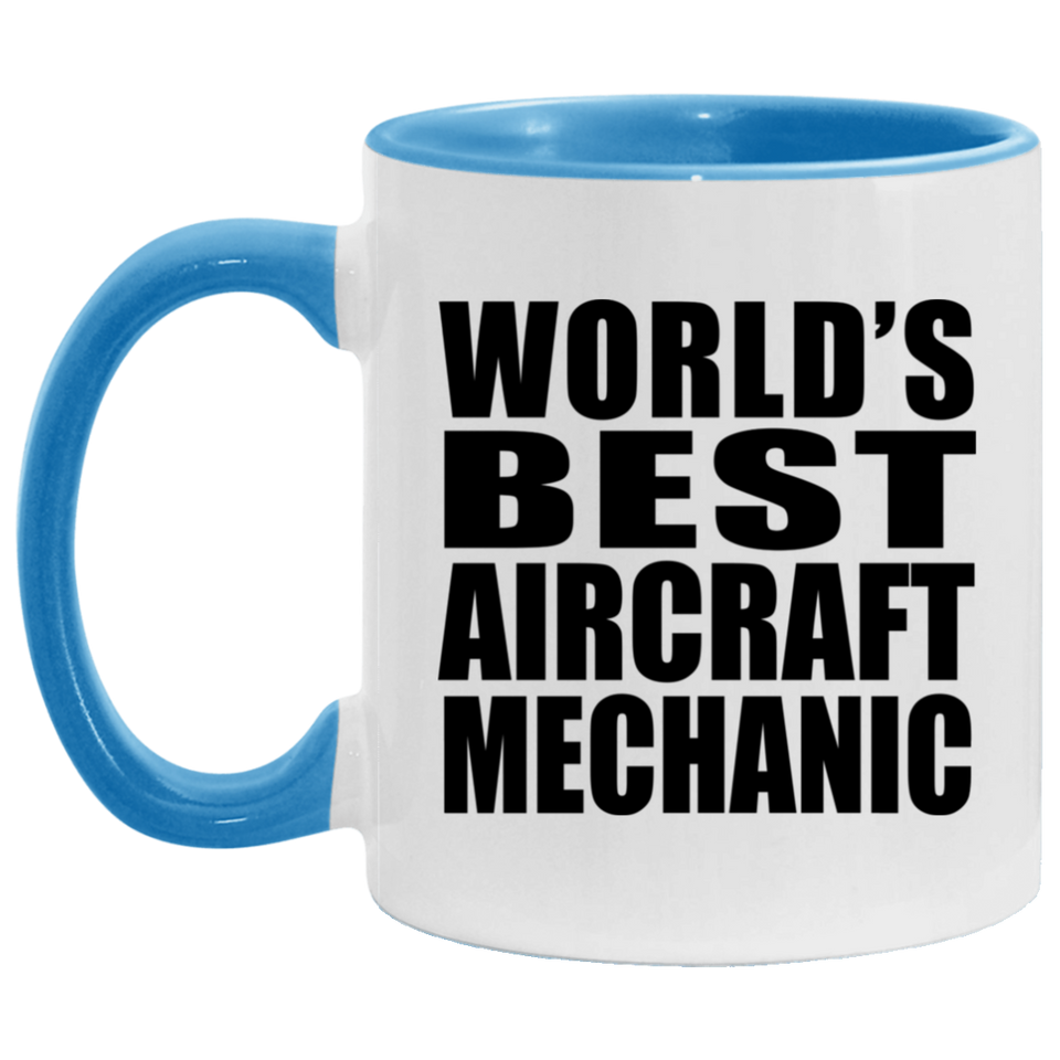 World's Best Aircraft Mechanic - 11oz Accent Mug Blue