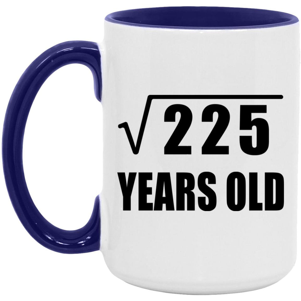 15th Birthday Square Root of 225 Years Old - 15oz Accent Mug Purple