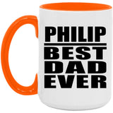 Philip Best Dad Ever - 15oz Accent Mug Orange