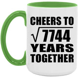 88th Anniversary Cheers To Square Root of 7744 Years Together - 15oz Accent Mug Green