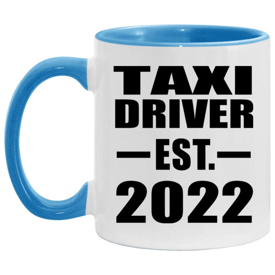 Taxi Driver Established EST. 2022 - 11oz Accent Mug Blue