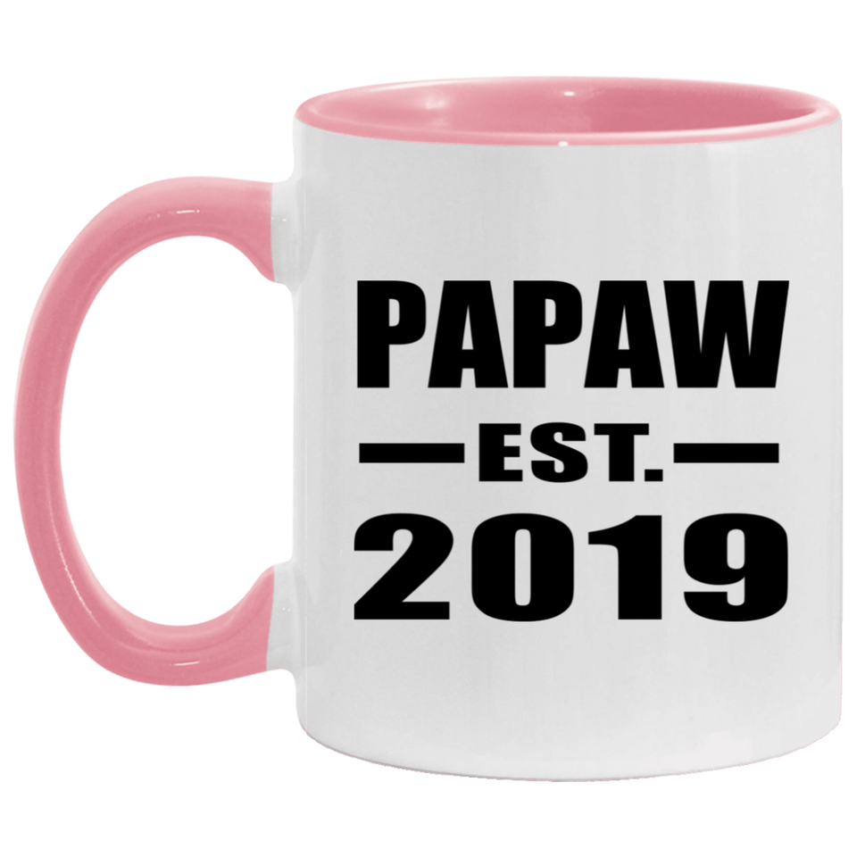Papaw Established EST. 2019 - 11oz Accent Mug Pink