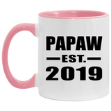 Papaw Established EST. 2019 - 11oz Accent Mug Pink