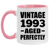 31st Birthday Vintage 1993 Aged Perfectly - 11oz Accent Mug Pink