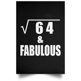8th Birthday Square Root of 64 & Fabulous - Poster Portrait