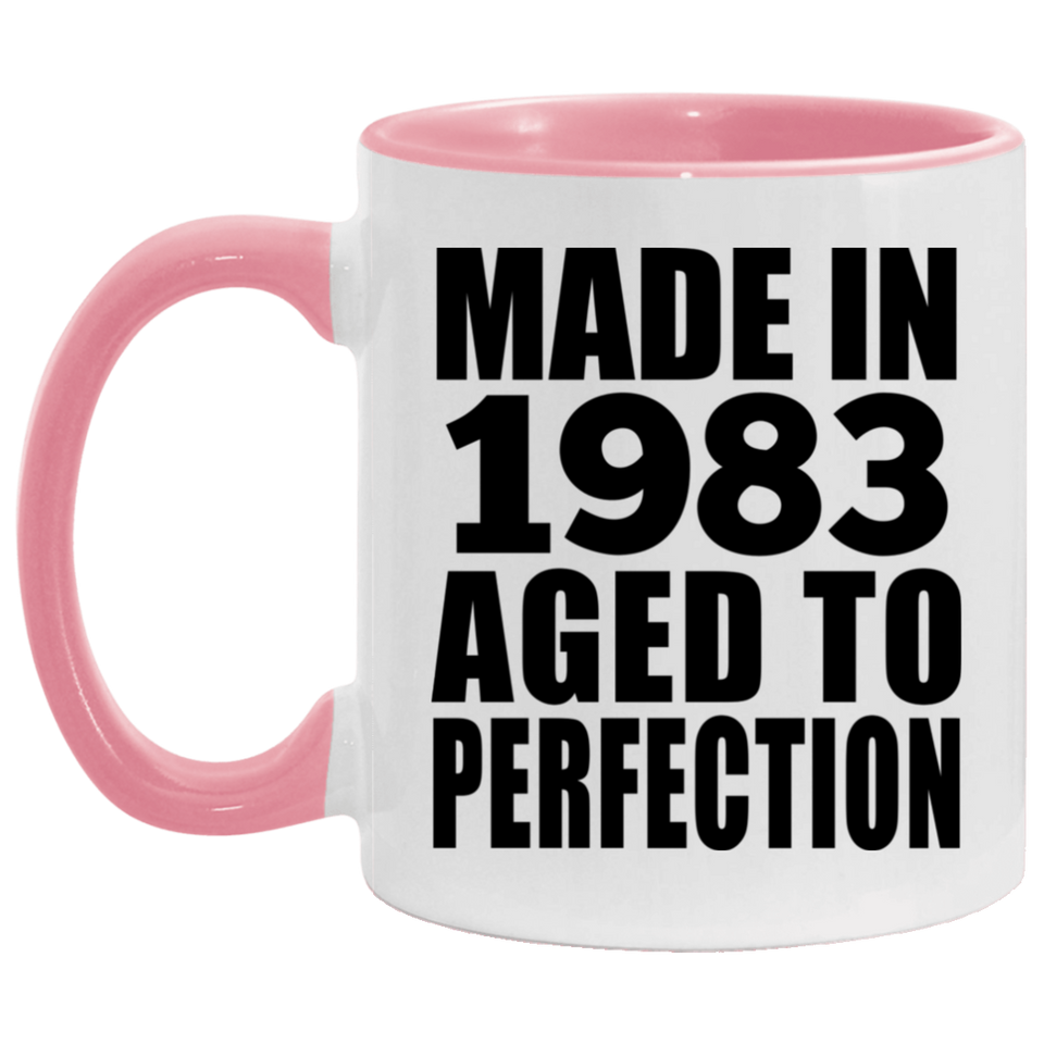 41st Birthday Made In 1983 Aged to Perfection - 11oz Accent Mug Pink