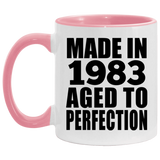 41st Birthday Made In 1983 Aged to Perfection - 11oz Accent Mug Pink
