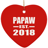 Papaw Established EST. 2018 - Heart Ornament