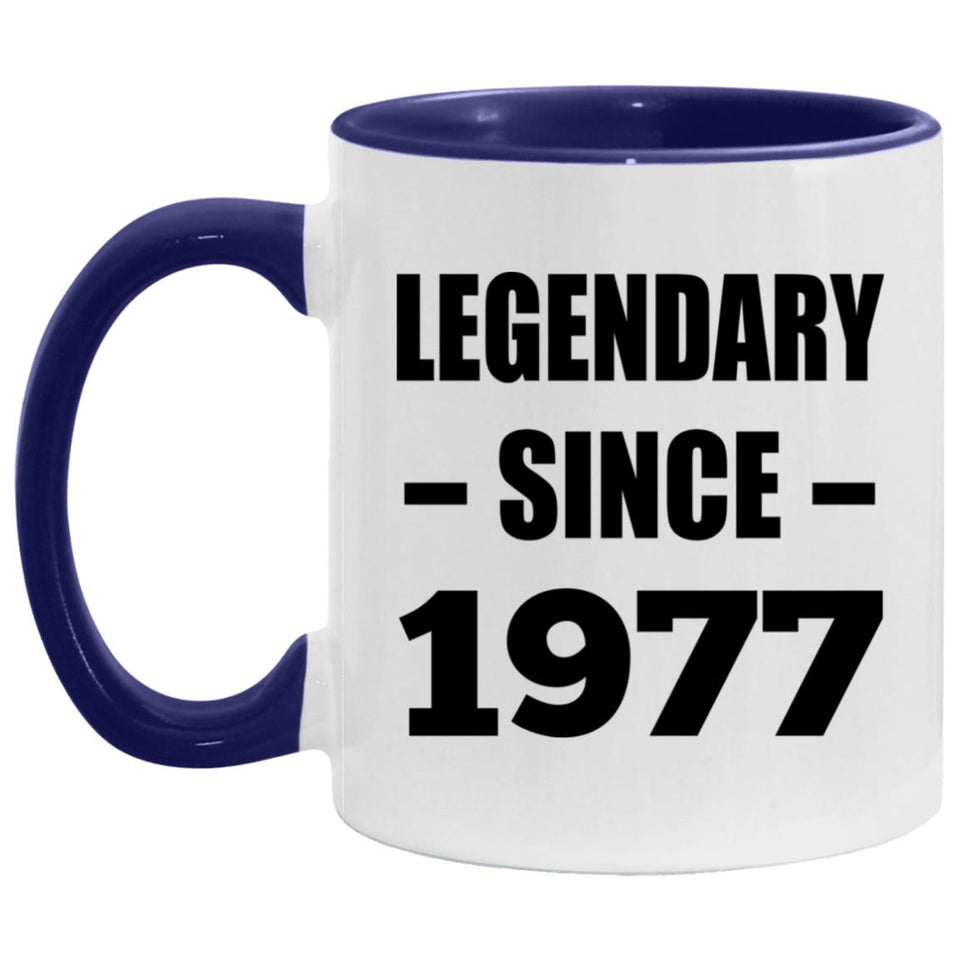 47th Birthday Legendary Since 1977 - 11oz Accent Mug Purple