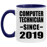 Computer Technician Since 2019 - 11oz Accent Mug Purple