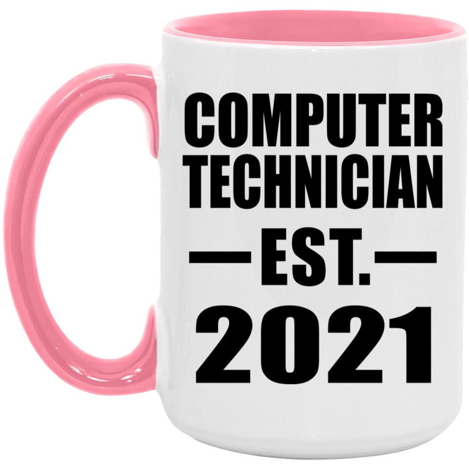 Computer Technician Established EST. 2021 - 15oz Accent Mug Pink