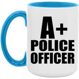 A+ Police Officer - 15oz Accent Mug Blue