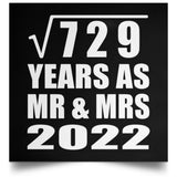 27th Anniversary Square Root of 729 Years As Mr & Mrs 2022 - Poster Square