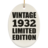 92nd Birthday Vintage 1932 Limited Edition - Oval Ornament
