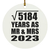 72nd Anniversary Square Root of 5184 Years As Mr & Mrs 2023 - Circle Ornament
