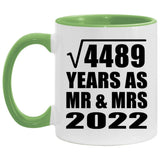 67th Anniversary Square Root of 4489 Years As Mr & Mrs 2022 - 11oz Accent Mug Green