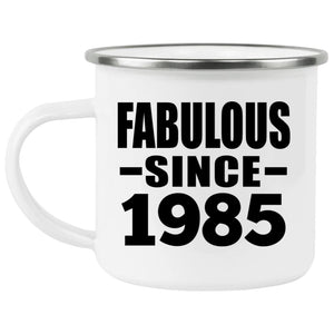 39th Birthday Fabulous Since 1985 - 12oz Camping Mug