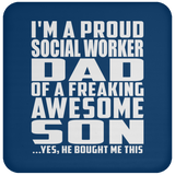 Proud Social Worker Dad Of Awesome Son - Drink Coaster