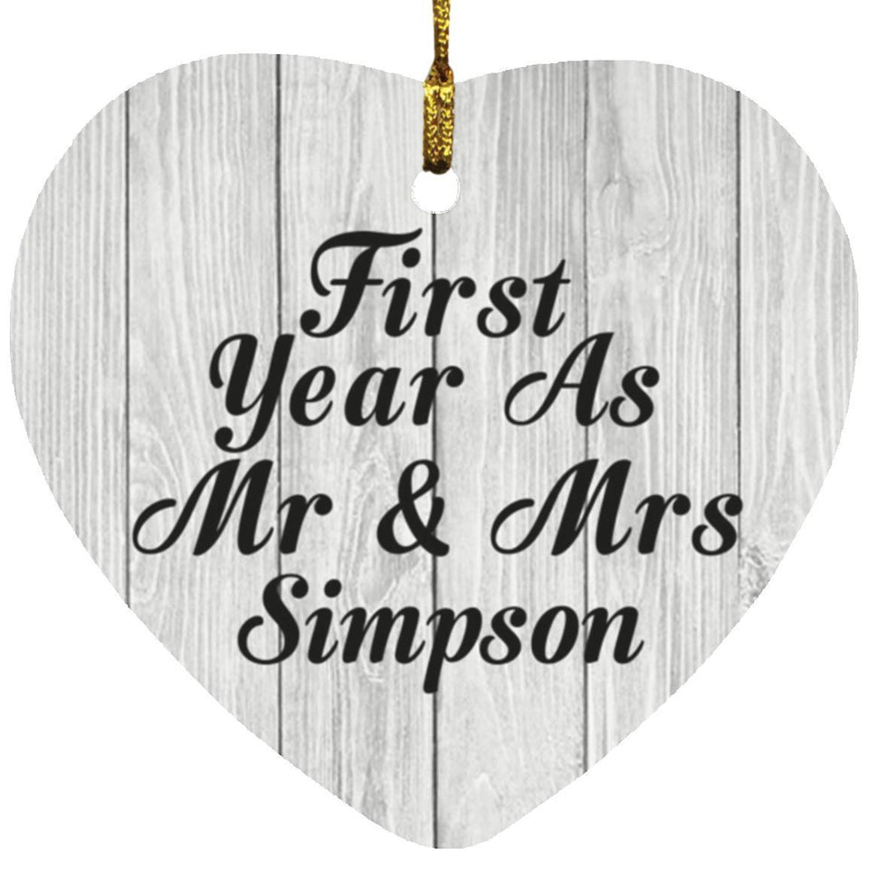 First Year As Mr & Mrs Simpson - Heart Ornament F