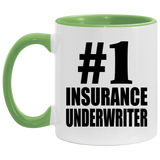 Number One #1 Insurance Underwriter - 11oz Accent Mug Green