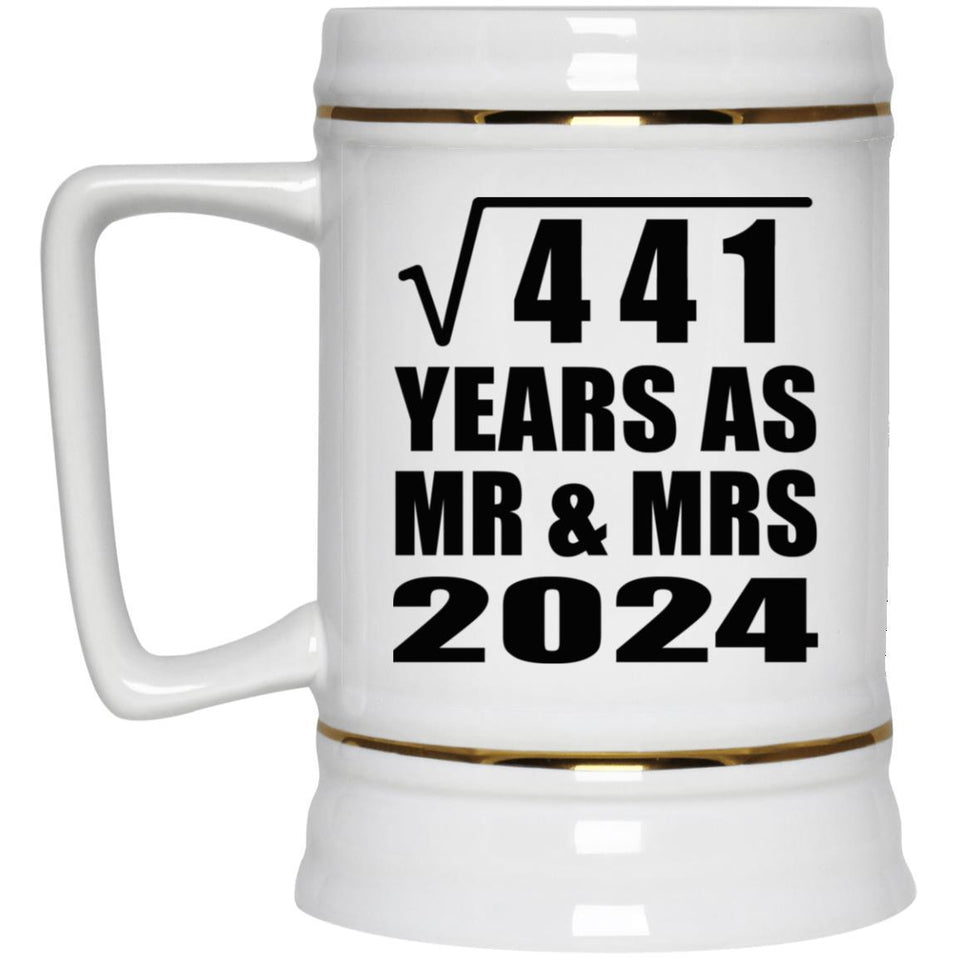 21st Anniversary Square Root of 441 Years As Mr & Mrs 2024 - Beer Stein