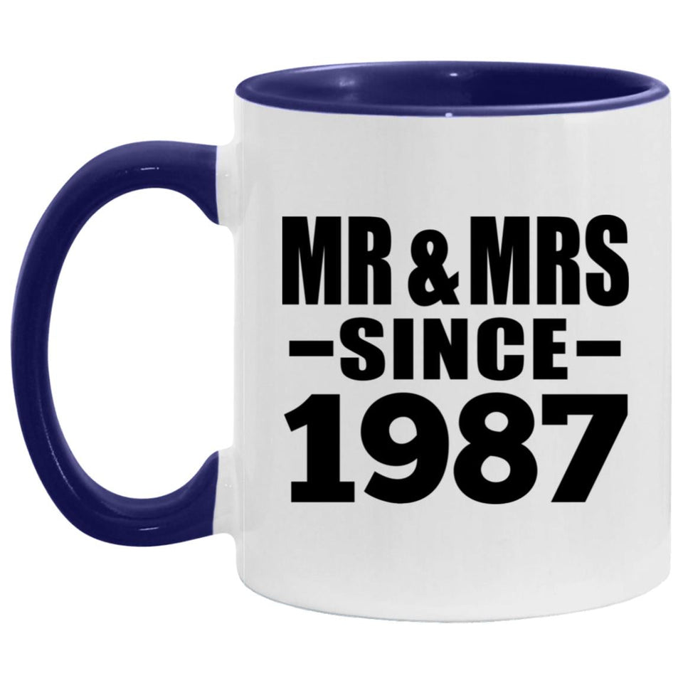 37th Anniversary Mr & Mrs Since 1987 - 11oz Accent Mug Purple