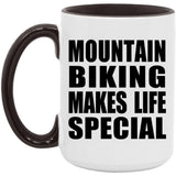 Mountain Biking Makes Life Special - 15oz Accent Mug Black