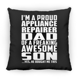 Proud Appliance Repairer Dad Of Awesome Son - Throw Pillow Black