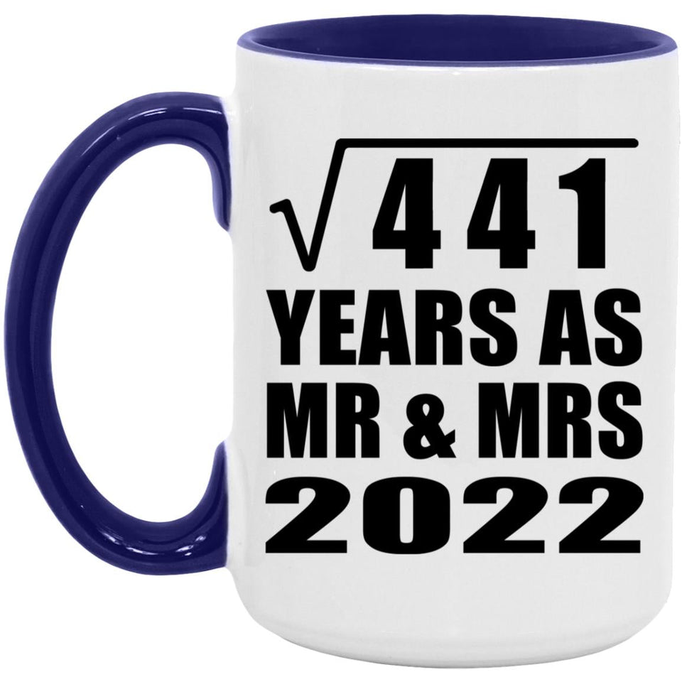 21st Anniversary Square Root of 441 Years As Mr & Mrs 2022 - 15oz Accent Mug Purple