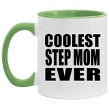 Coolest Step Mom Ever - 11oz Accent Mug Green