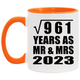 31st Anniversary Square Root of 961 Years As Mr & Mrs 2023 - 11oz Accent Mug Orange