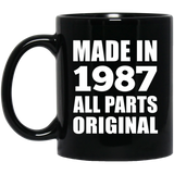 37th Birthday Made in 1987 All Parts Original - 11oz Coffee Mug Black