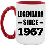 57th Birthday Legendary Since 1967 - 15oz Accent Mug Red
