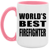 World's Best Firefighter - 15oz Accent Mug Pink