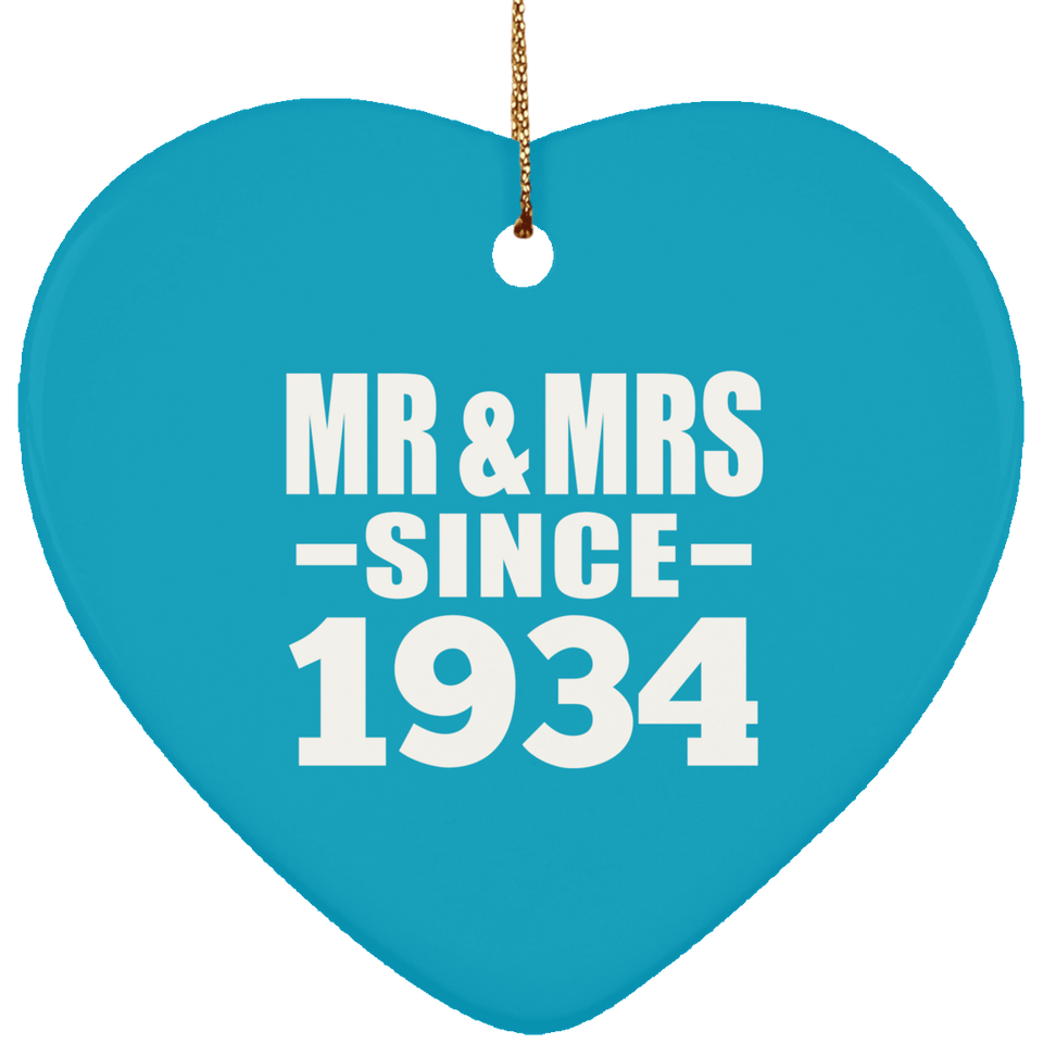 90th Anniversary Mr & Mrs Since 1934 - Heart Ornament