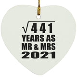 21st Anniversary Square Root of 441 Years As Mr & Mrs 2021 - Heart Ornament