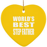 World's Best Step Father - Heart Ornament