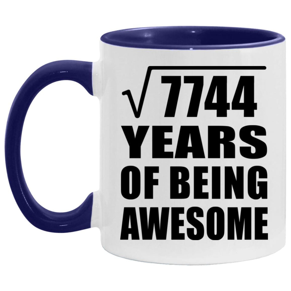 88th Birthday Square Root Of 7744 Years Of Being Awesome - 11oz Accent Mug Purple