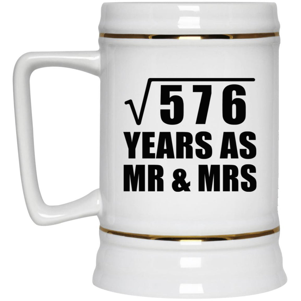 24th Anniversary Square Root of 576 Years As Mr & Mrs - Beer Stein